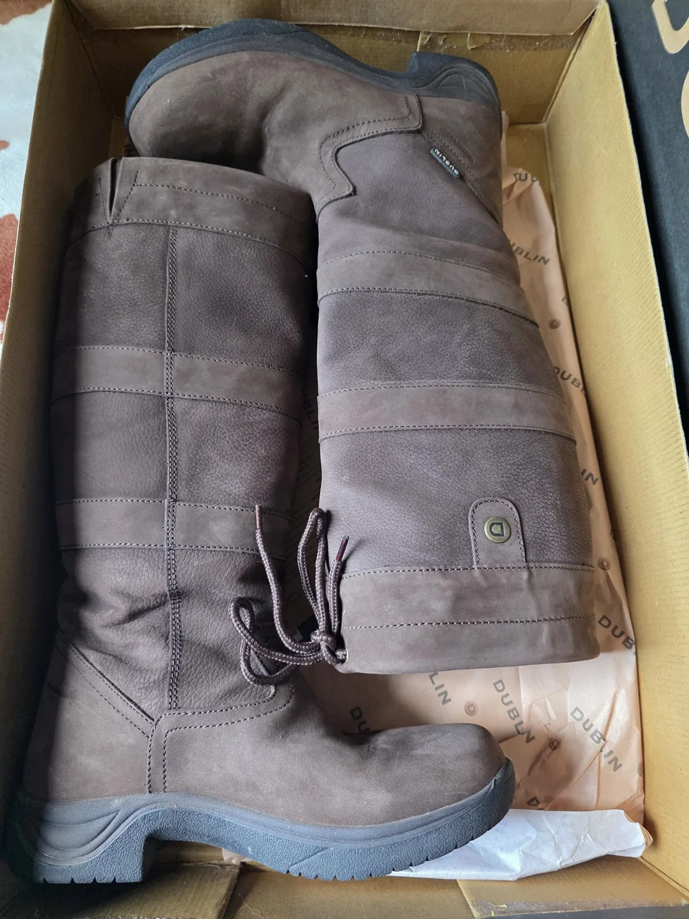 Dublin River Boots III chocolate Ladies size 9.5 Reg Calf Leather New Tried On